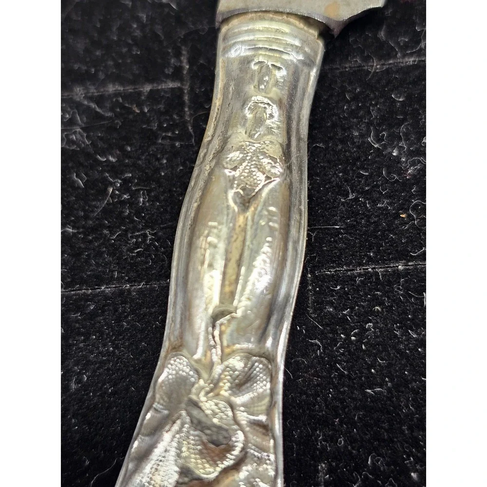 Butter Spreader Sterling Silver Handle‎ Floral Art Nouveau Antique Silver